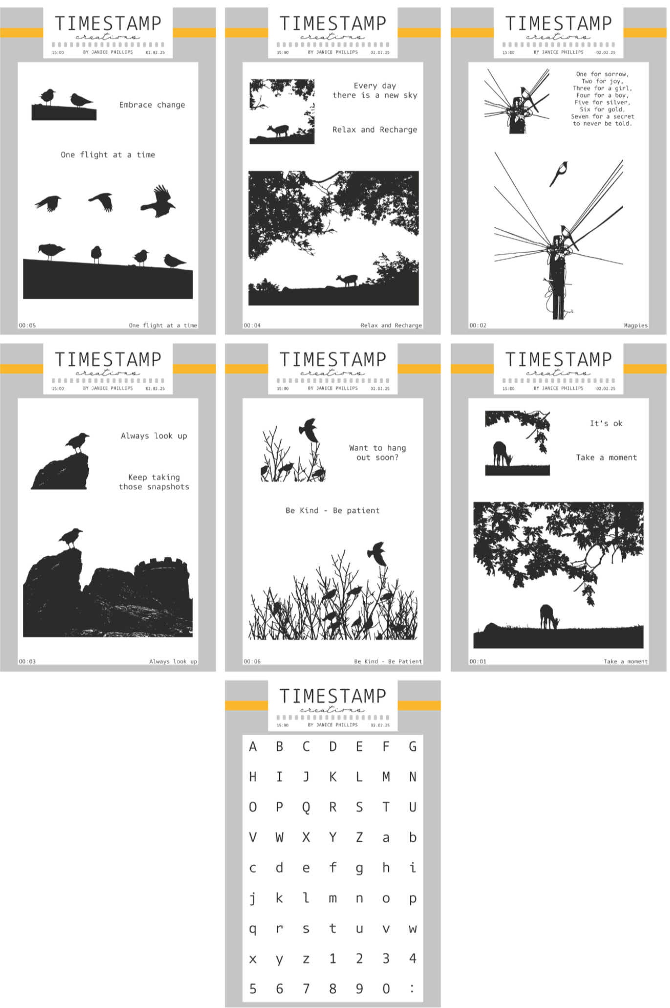 Complete stamp collection by Janice Phillips for crafting