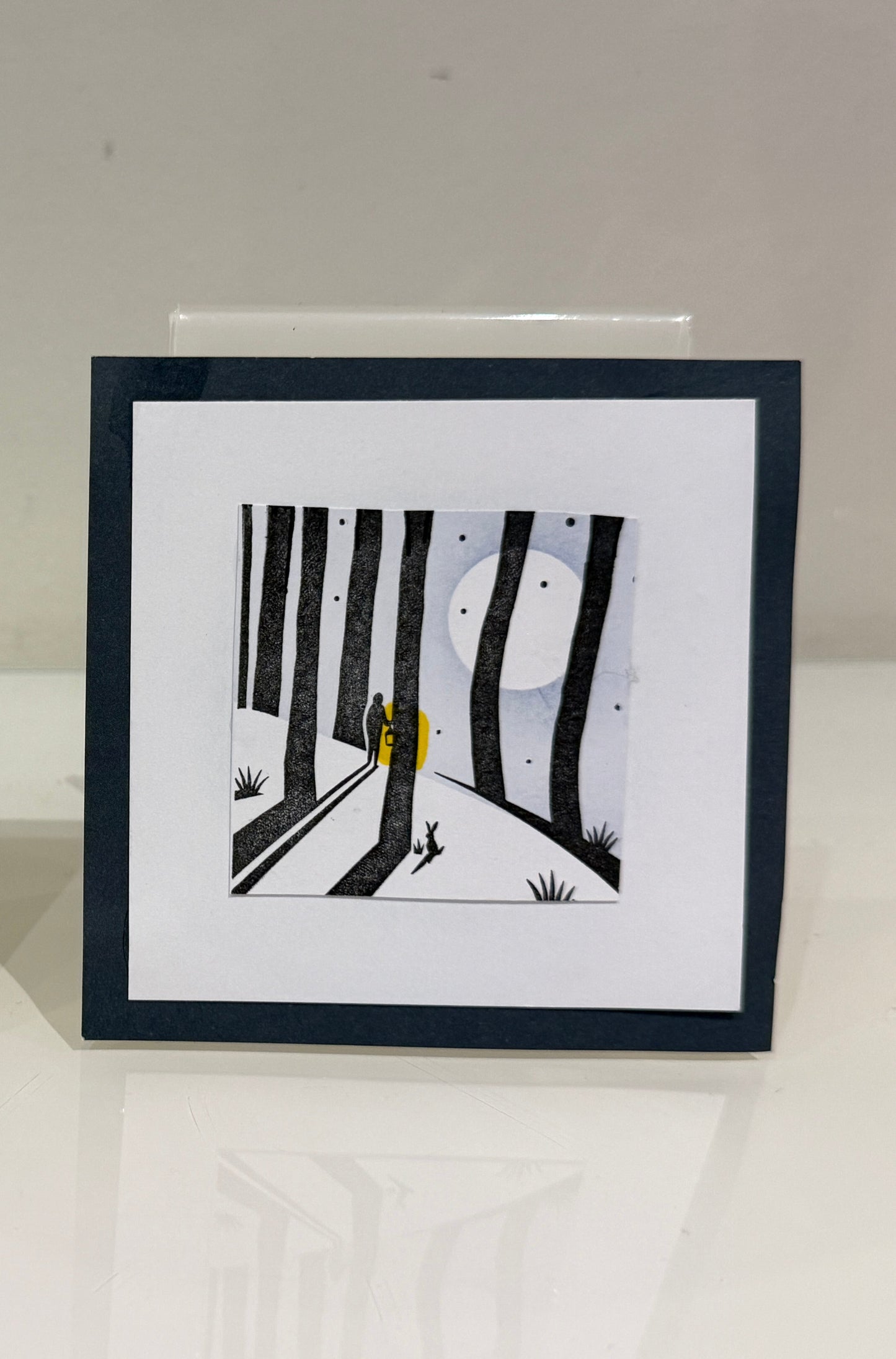 Image showing woods, a man and a hare