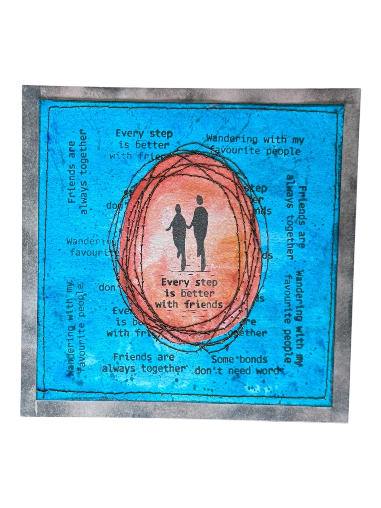 Card showing couple walking