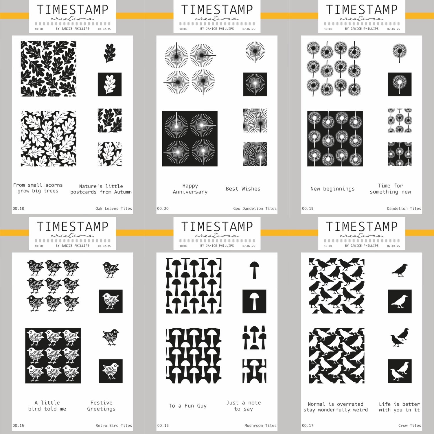 Photo showing 6 sets of A6 stamps