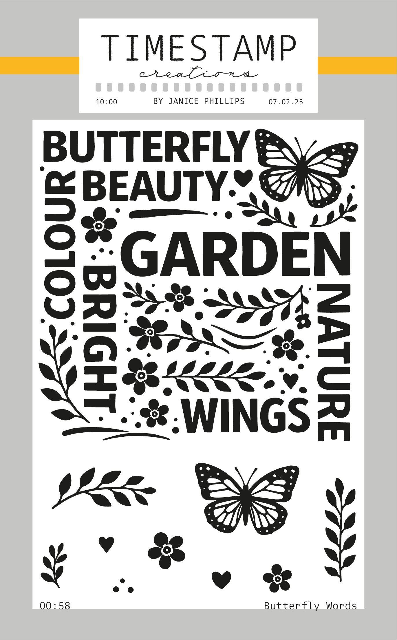 Stencils with butterfly and nature-themed designs on a gray background