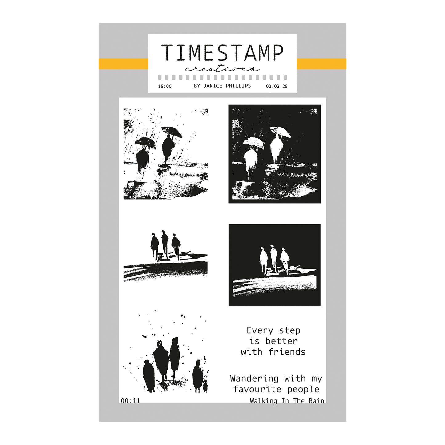 The Arty Collection Four A6 stamps original designs by Janice Phillips