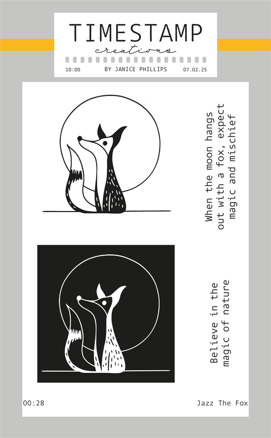 Design featuring a fox illustration with text on a light gray background