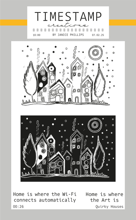 Illustration of houses with text 'Home is where the Wi-Fi connects automatically' and 'Home is where the Art is' on a light gray background.