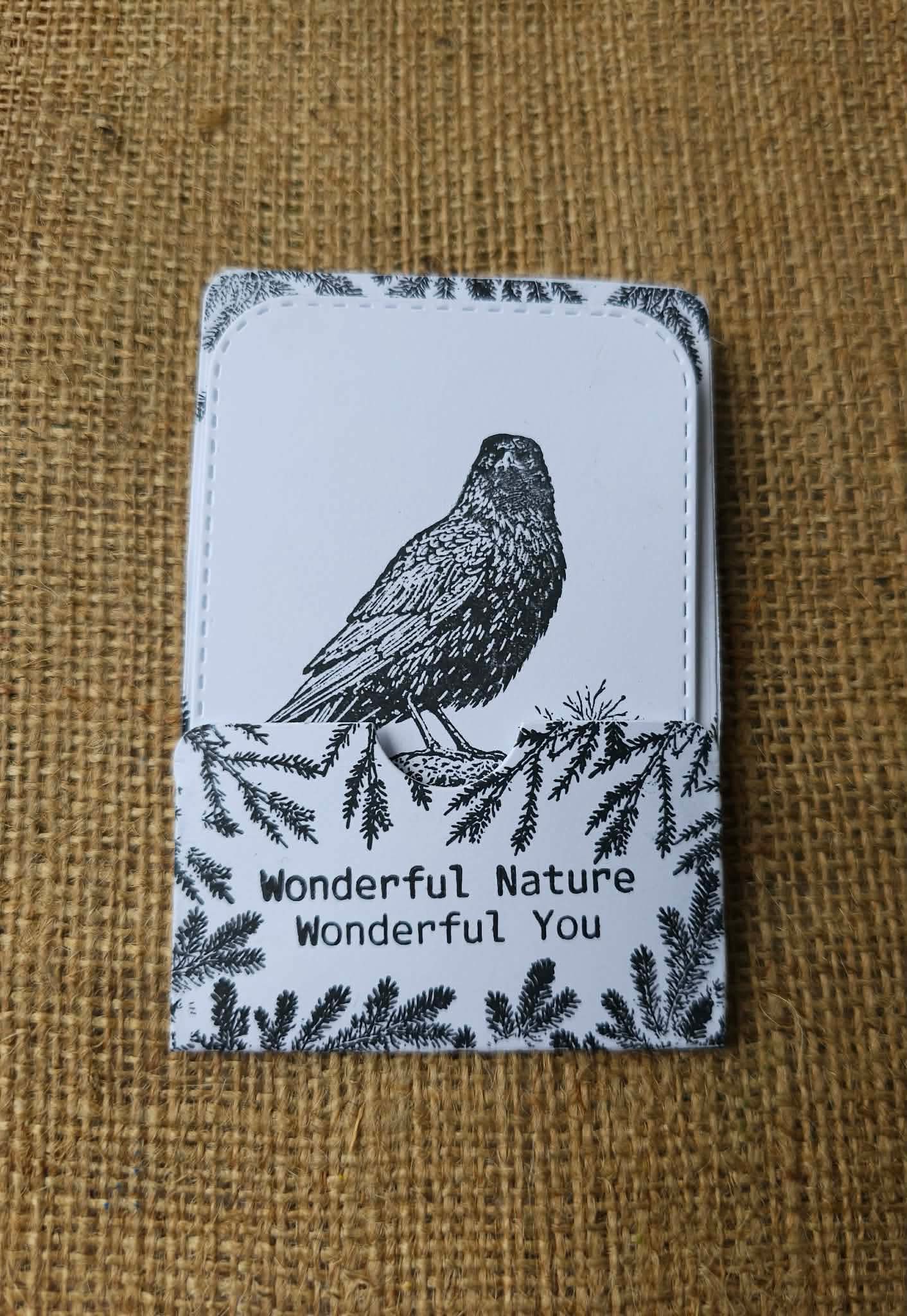 Hand made card showing crow