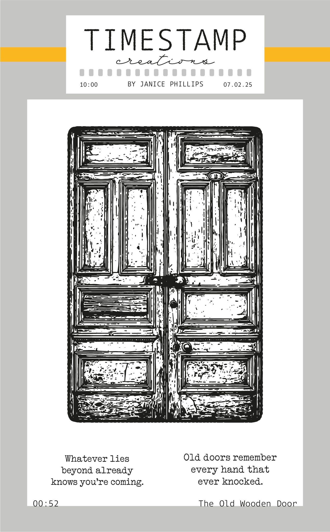 Illustration of an old wooden door with text on a light gray background
