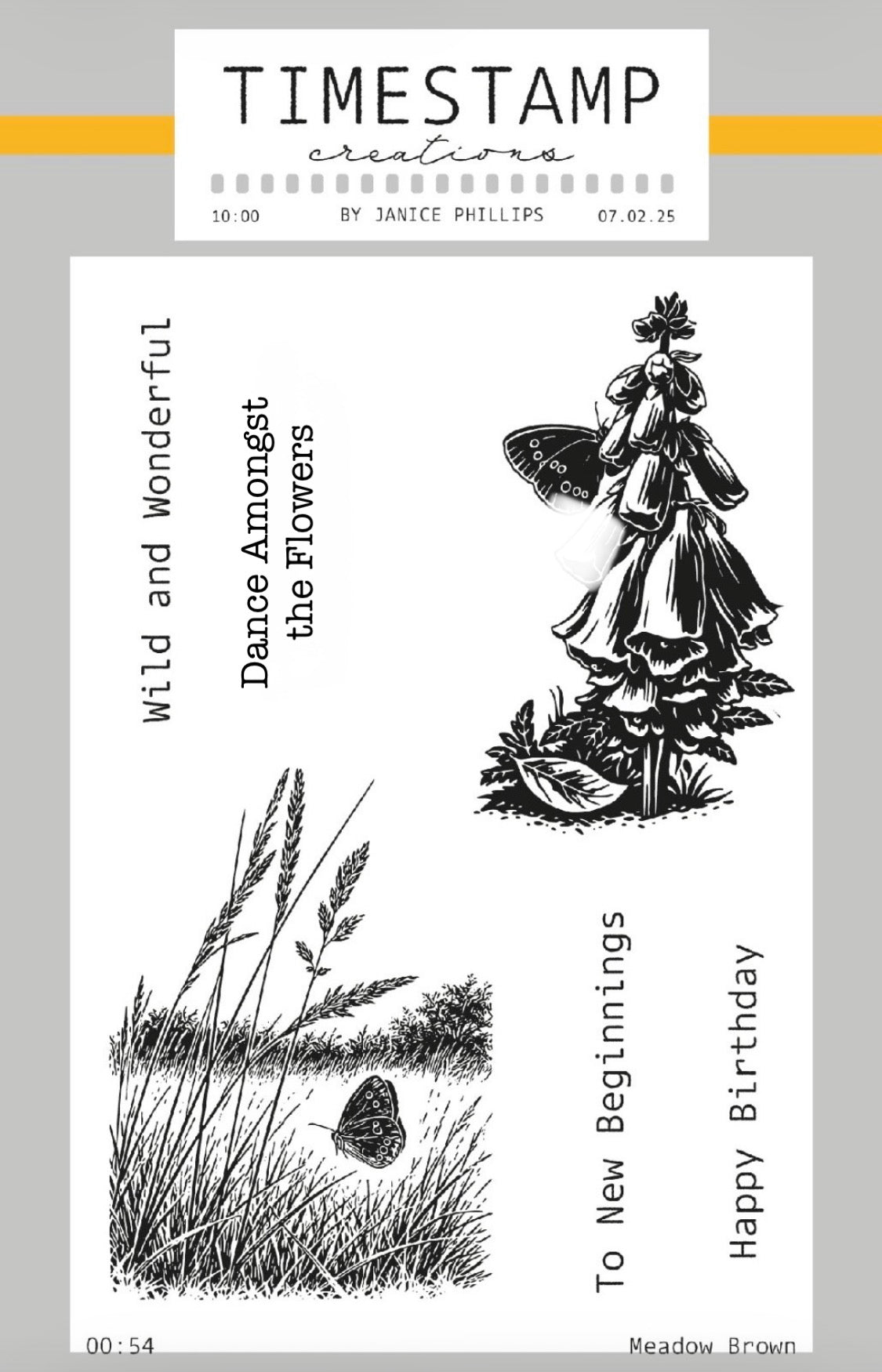 Stamps with nature-themed designs and text on a white background