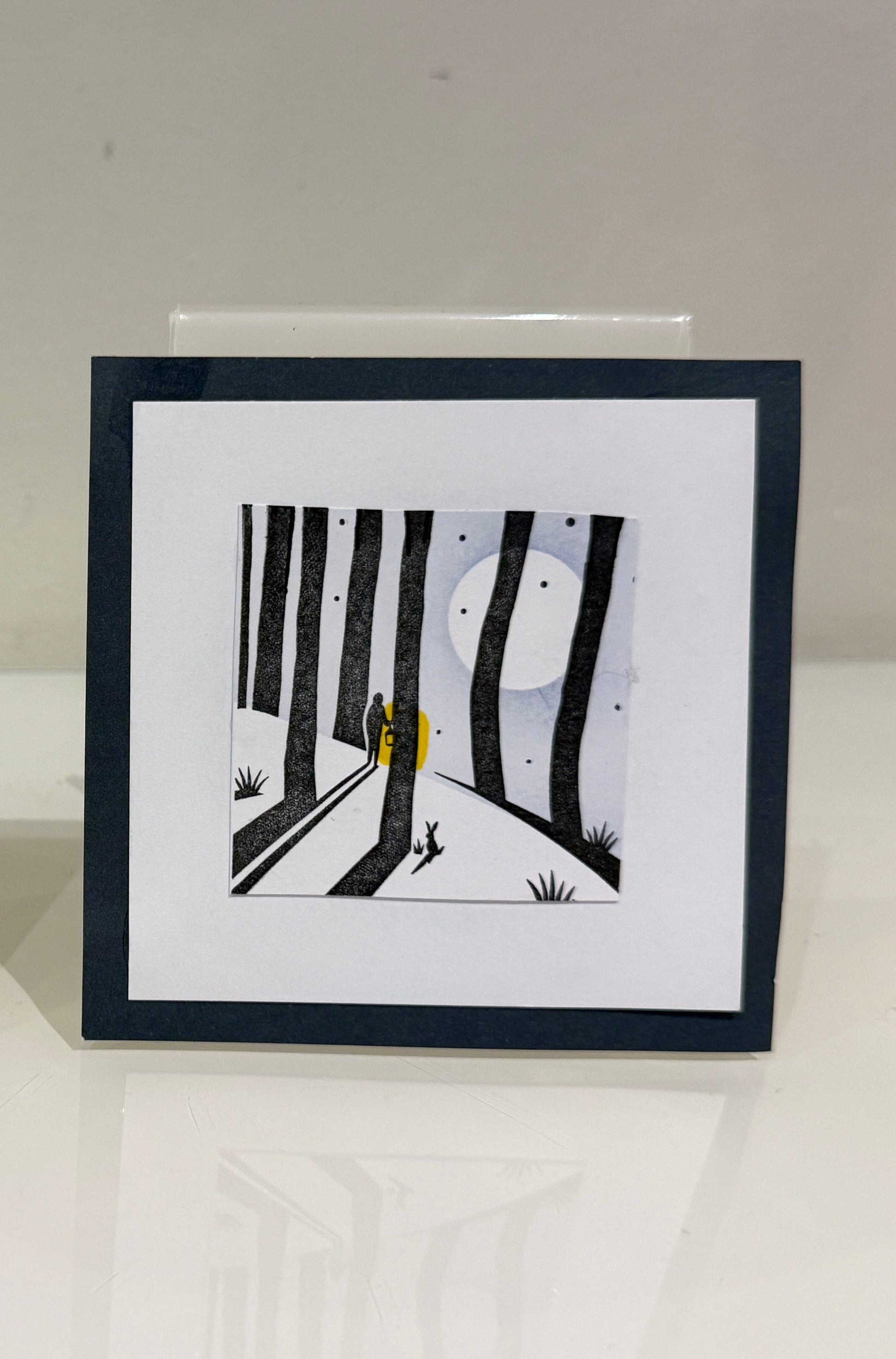 Image showing woods, a man and a hare