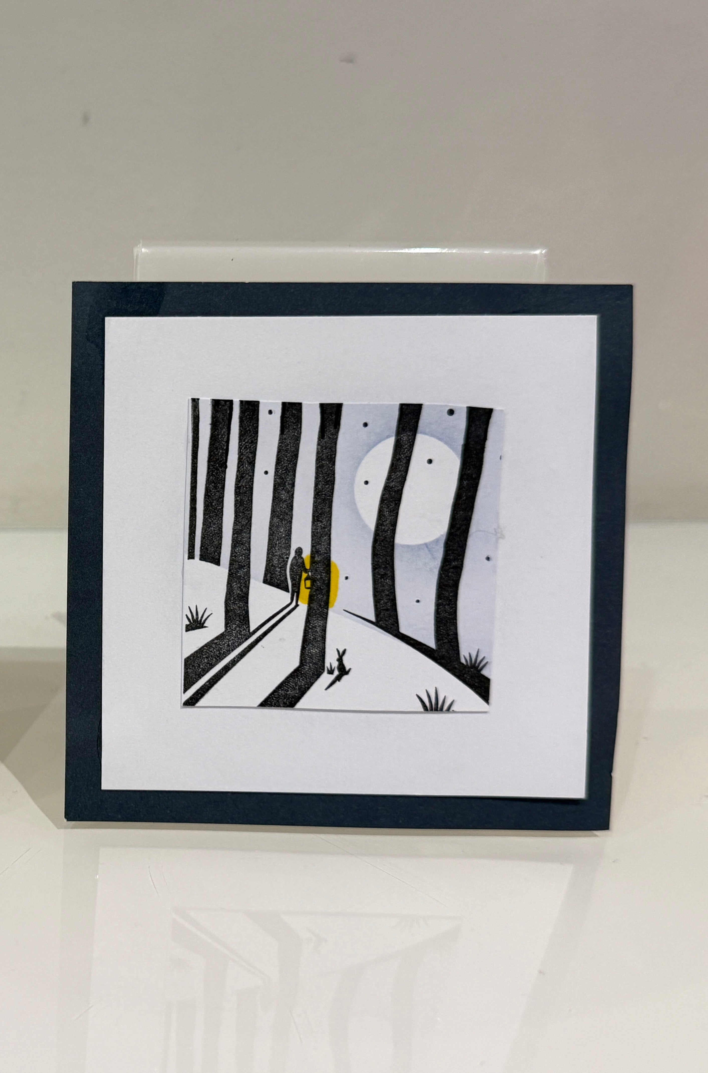 Image showing woods, a man and a hare