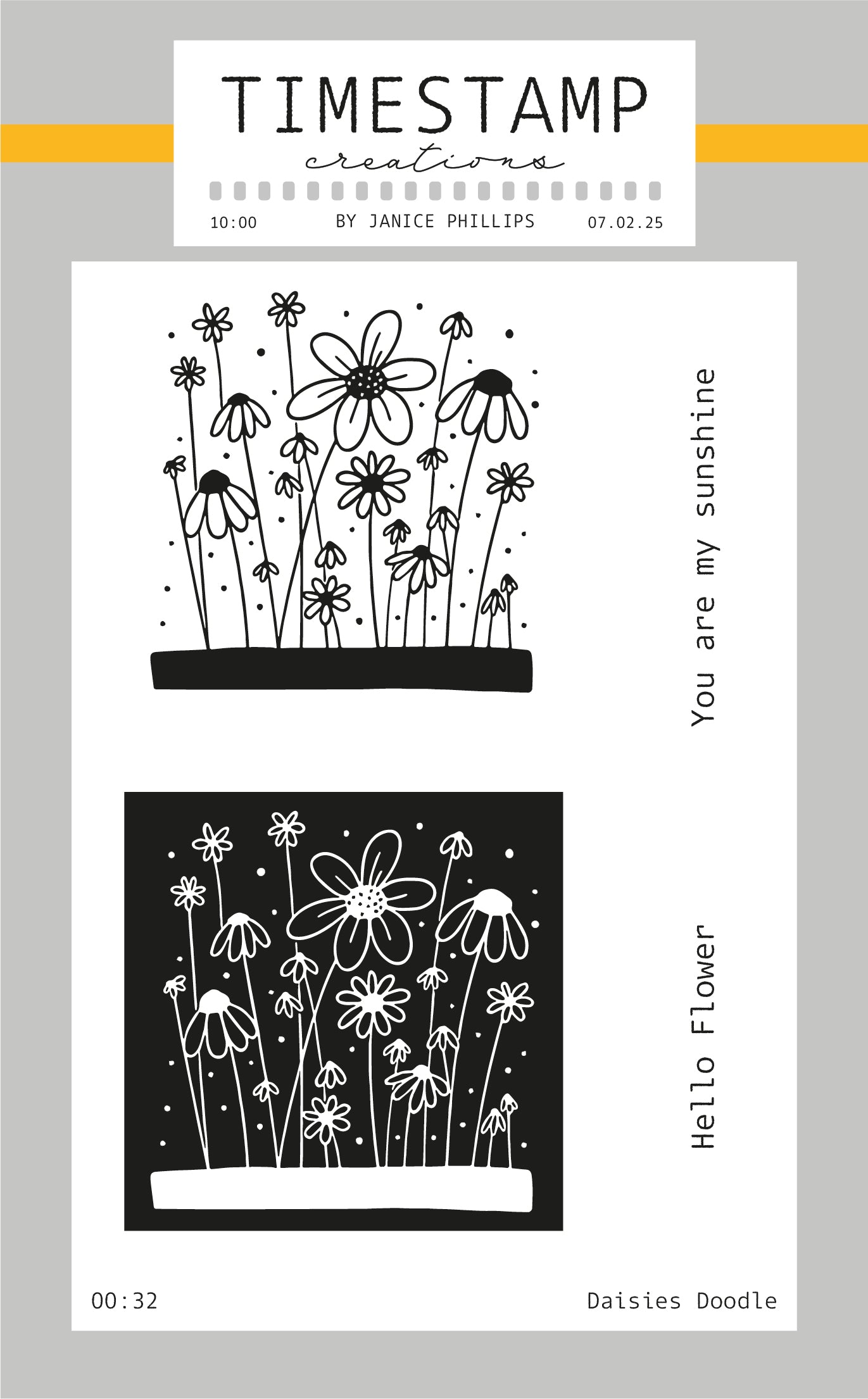 Floral design with text on a light gray background