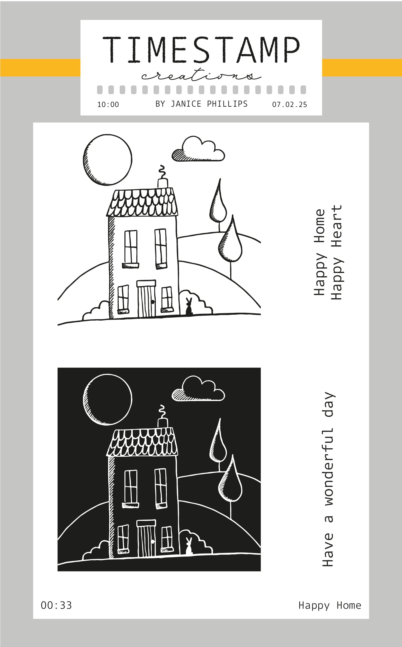 Happy Home A6 Stamp Set original design by Janice Phillips. – Timestamp ...