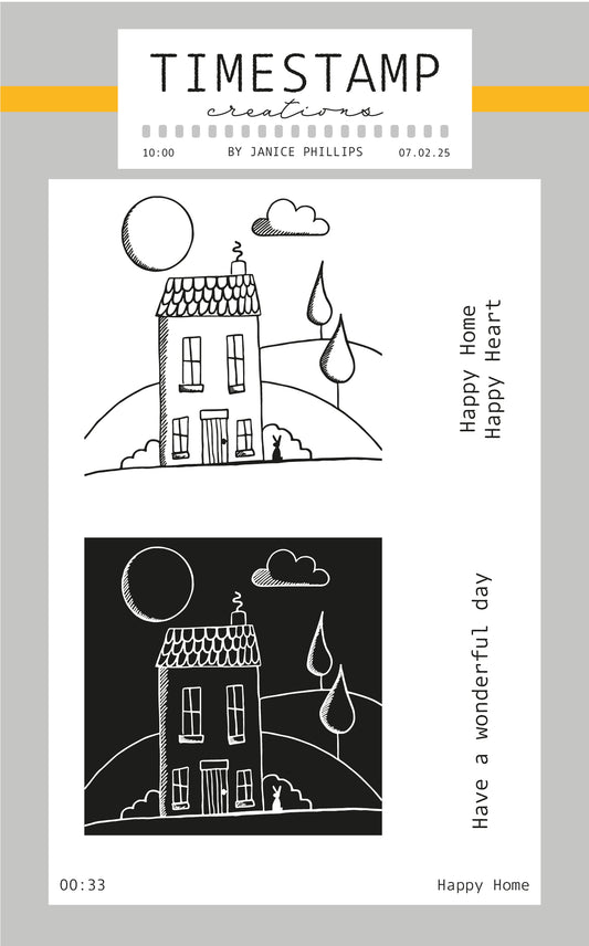 Design with house illustration and text on a light gray background