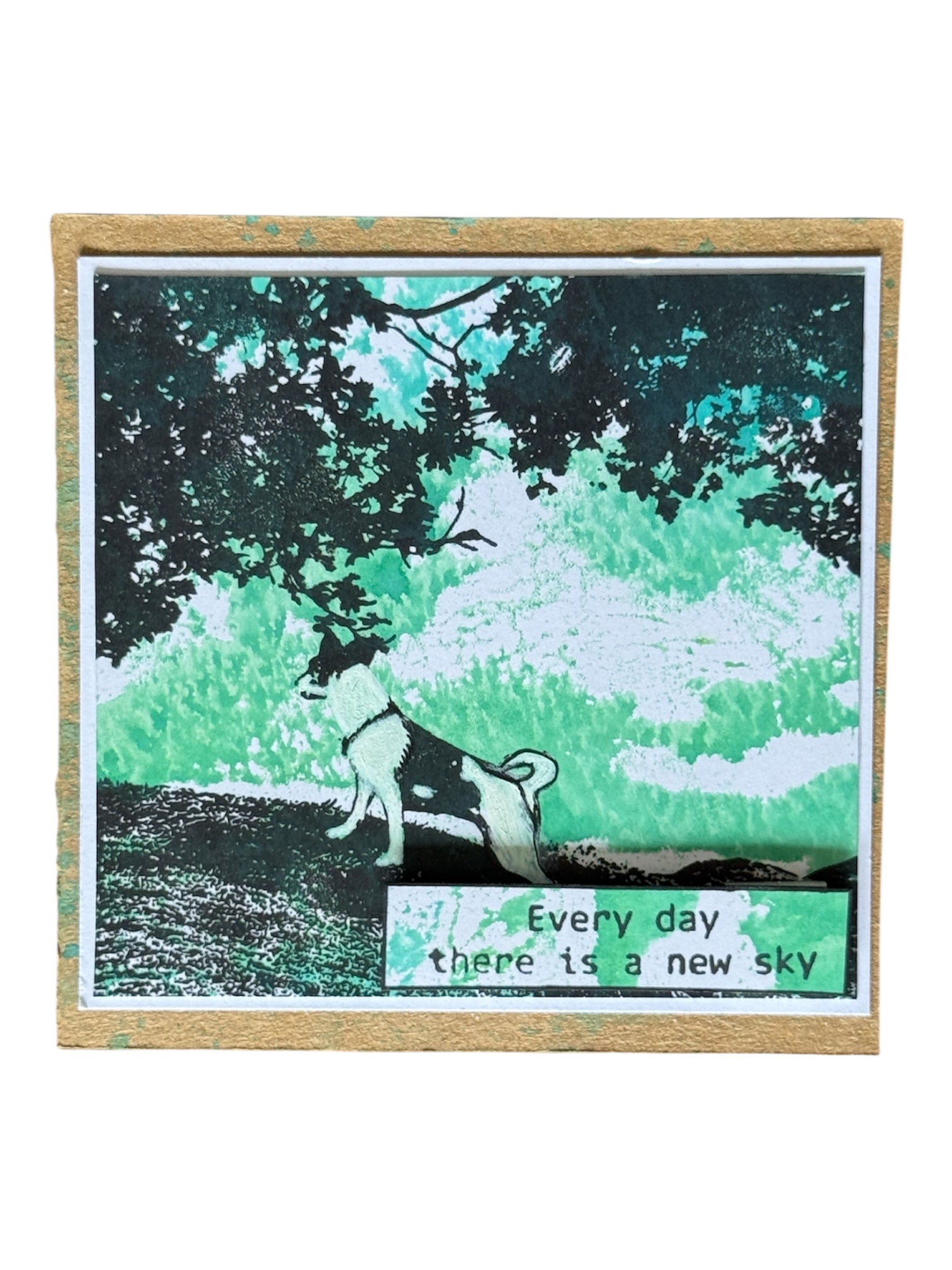 dog on a hill with a tree